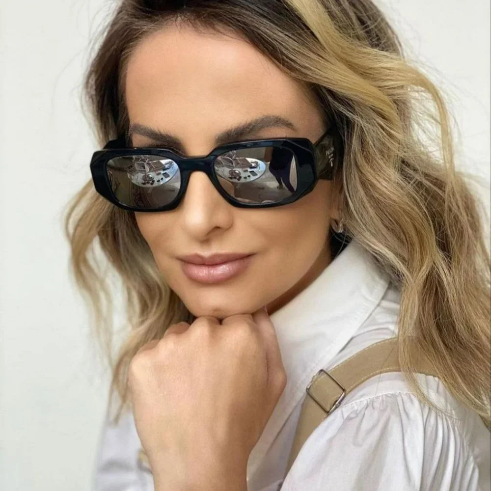 NEW Prada PR17WS 1AB2B0 Black Gray Mirrored Silver Square Unisex Sunglasses - Picture 14 of 15